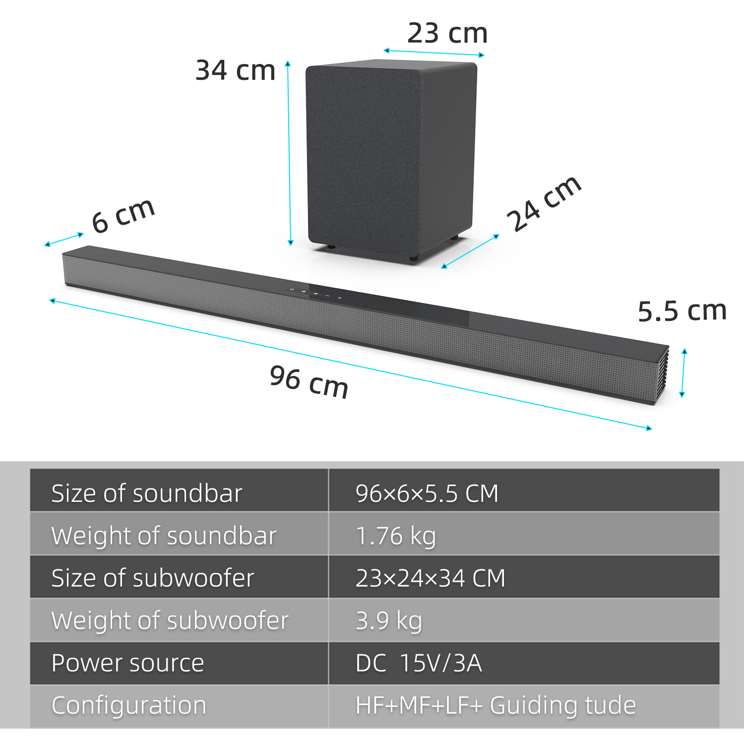84W TV Sound Bar with Subwoofe - Home Cinema Gadgets recension och pris